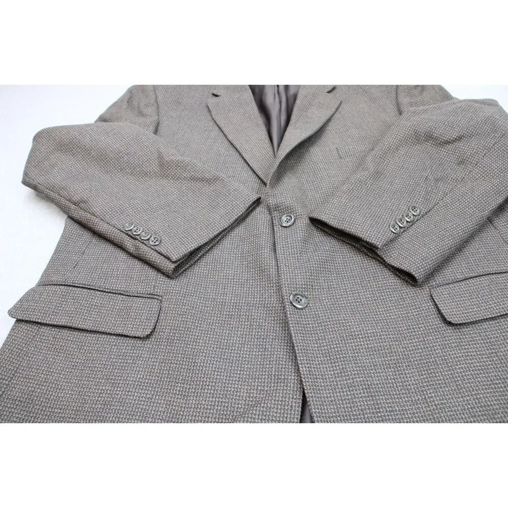 Pronto Uomo Blazer Mens 48R Houndstooth Lambs Wool 2 Button Single Breasted